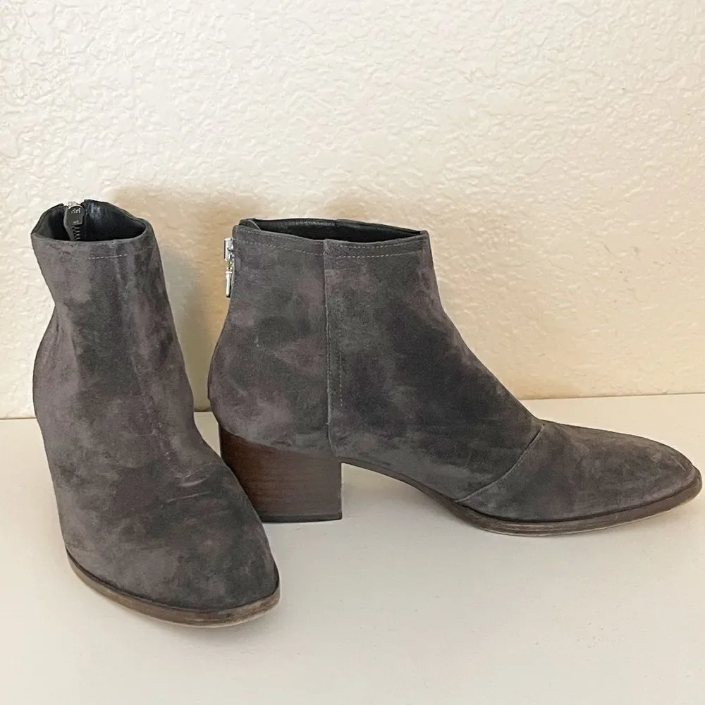 Rag & Bone Wesley Gray Suede Ankle Boots Size 38.5